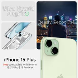 Spigen iPhone 15 Plus case cover Ultra Hybrid MagFit compatible with MagSafe - Zero One White